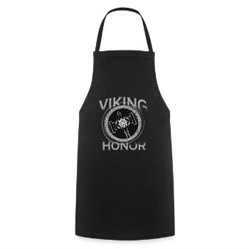 Wikinger-Ehrenhammer - Wikinger-Krieger-Norseman - Kochschürze - Schwarz - Vorne - AI Model Male 185 dark (185cm)