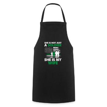 She Is Not Just A Soldier She Is My Wife Soldat - Cooking Apron - black - Front - AI Model Male 185 dark (185cm)