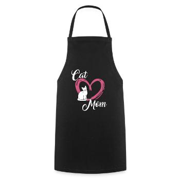 Cat owner cat mom cute cat gift cats - Cooking Apron - black - Front - AI Model Male 185 dark (185cm)