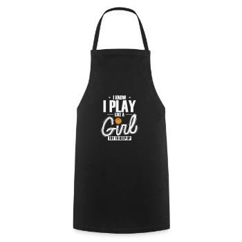 Je sais que je joue comme une fille Essayez de suivre le rythme - Tablier de cuisine - noir - Devant - AI Model Male 185 dark (185cm)