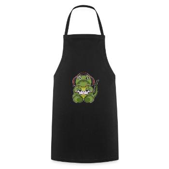 Crocodile With Gaming Controller I Funny Gaming I - Kochschürze - Schwarz - Vorne - AI Model Male 185 dark (185cm)