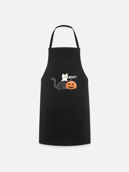 Geister Halloween Katze - Kochschürze - Schwarz