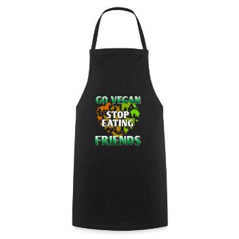 Go Vegan Stop Eating Friends Cool Retro Vegan - Cooking Apron - black - Front - AI Model Male 185 dark (185cm)