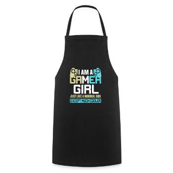 Gamer Fille - Tablier de cuisine - noir - Devant - AI Model Male 185 dark (185cm)