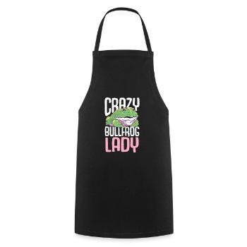 Crazy Bullfrog Lady Frog Hunter - Cooking Apron - black - Front - AI Model Male 185 dark (185cm)