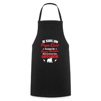 Je suis un papa ours c'est comme un papa normal - Tablier de cuisine - noir - Devant - AI Model Male 185 dark (185cm)