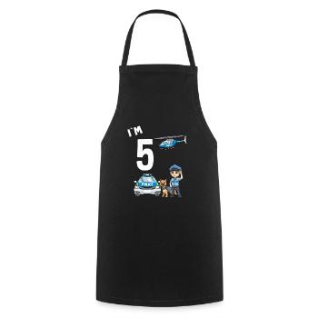 5 Geburtstag Polizei Shirt - 5 Jahre alt Polizist - Kochschürze - Schwarz - Vorne - AI Model Male 185 dark (185cm)