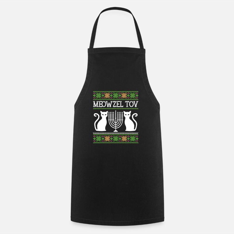 Chat juif de Hanoukka - Meowzel Tov - Tablier de cuisine - noir