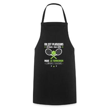 Le tennisman l'emporte toujours Humour cadeau - Tablier de cuisine - noir - Devant - AI Model Male 185 dark (185cm)