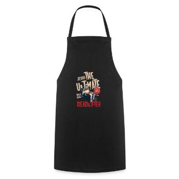 Jésus l’ultime haltérophile Haltérophilie - Tablier de cuisine - noir - Devant - AI Model Male 185 dark (185cm)