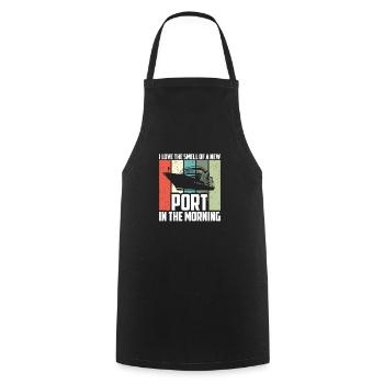 J’adore l’odeur du nouveau port lors de la croisière du matin - Tablier de cuisine - noir - Devant - AI Model Male 185 dark (185cm)