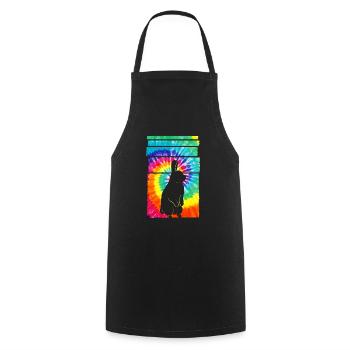 Rabbit Hippie Tie Dye - Cooking Apron - black - Front - AI Model Male 185 dark (185cm)