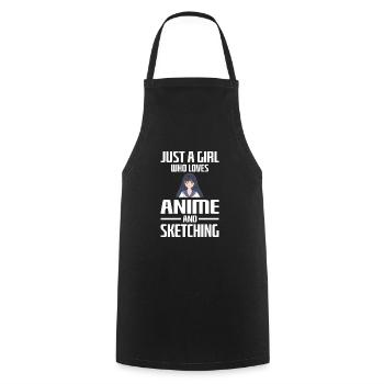 Just A Girl Who Loves Anime And Sketching Anime - Cooking Apron - black - Front - AI Model Male 185 dark (185cm)