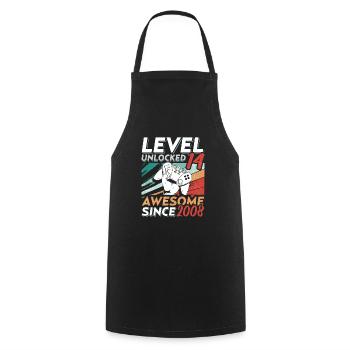 Level 14 Birthday 14 Year Old 2008 Gaming Video - Cooking Apron - black - Front - AI Model Male 185 dark (185cm)