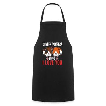 Wheek wheek signifie que je t’aime - Tablier de cuisine - noir - Devant - AI Model Male 185 dark (185cm)