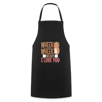 Wheek wheek signifie que je t’aime - Tablier de cuisine - noir - Devant - AI Model Male 185 dark (185cm)