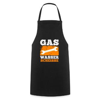 Klempner Spruch Gas Wasser Scheiße - Kochschürze - Schwarz - Vorne - AI Model Male 185 dark (185cm)