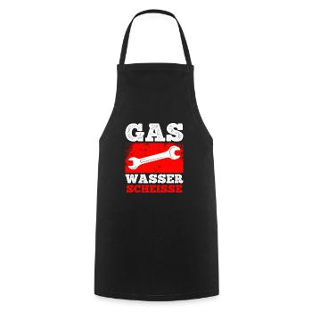 Klempner Spruch Gas Wasser Scheiße - Kochschürze - Schwarz - Vorne - AI Model Male 185 dark (185cm)