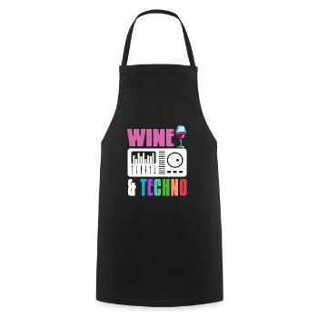WINE & Techno Awesome Retro Designs T-Shirt - Cooking Apron - black - Front - AI Model Male 185 dark (185cm)
