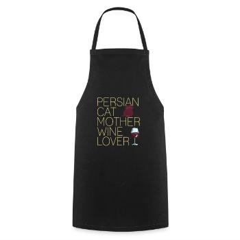 Persian Cat Mother Wine Lover Cute Designs - Cooking Apron - black - Front - AI Model Male 185 dark (185cm)
