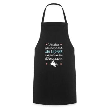 Ma licorne n'a pas voulu démarrer Cadeau femme - Tablier de cuisine - noir - Devant - AI Model Male 185 dark (185cm)