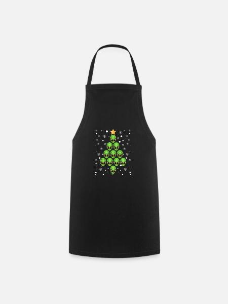 Alien Weihnachtsbaum Xmas Pyjamas PJs Space Funny - Kochschürze - Schwarz