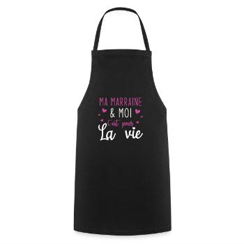 Ma marraine moi c'est pour la vie - Tablier de cuisine - noir - Devant - AI Model Male 185 dark (185cm)