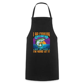 I Go Fishing Because I Like It Angler Fisherman - Cooking Apron - black - Front - AI Model Male 185 dark (185cm)