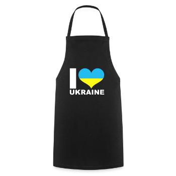 I love Ukraine heart flag Ukraine - Cooking Apron - black - Front - AI Model Male 185 dark (185cm)
