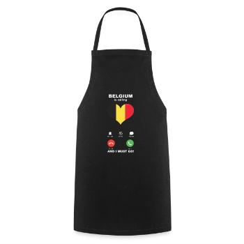 Belgium is calling Belgium Heart Souvenir - Cooking Apron - black - Front - AI Model Male 185 dark (185cm)