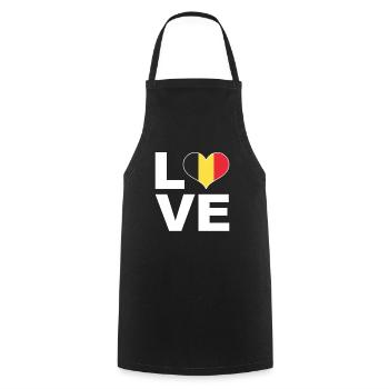 J’aime la Belgique drapeau du cœur Belgique - Tablier de cuisine - noir - Devant - AI Model Male 185 dark (185cm)