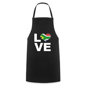 J’aime l’Afrique du Sud drapeau du cœur Afrique du Sud - Tablier de cuisine - noir - Devant - AI Model Male 185 dark (185cm)