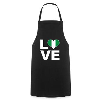 J’aime le drapeau du cœur du Nigeria - Tablier de cuisine - noir - Devant - AI Model Male 185 dark (185cm)