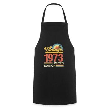 Vintage 1973 - Cooking Apron - black - Front - AI Model Male 185 dark (185cm)