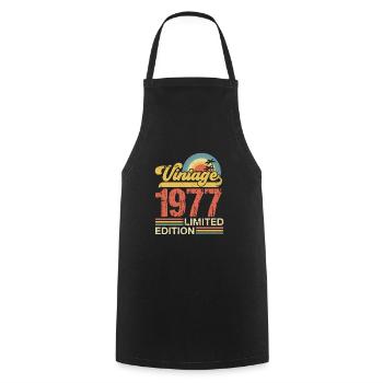 Vintage 1977 - Cooking Apron - black - Front - AI Model Male 185 dark (185cm)