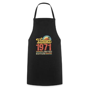 Vintage 1971 - Cooking Apron - black - Front - AI Model Male 185 dark (185cm)