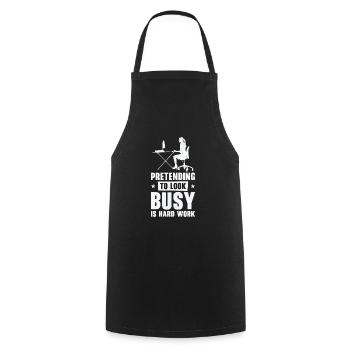 Pretending Busy Hard Work Employee Office Work - Cooking Apron - black - Front - AI Model Male 185 dark (185cm)