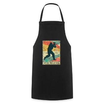 Retro Vintage PAINTBALL Player Baller Design - Cooking Apron - black - Front - AI Model Male 185 dark (185cm)