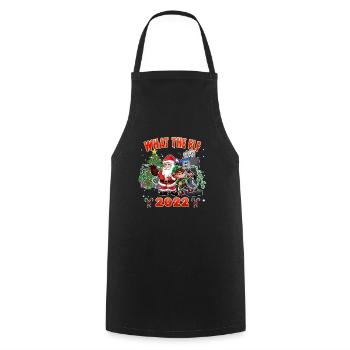 Elf and Santa What The Elf 2022 - Funny Christmas - Cooking Apron - black - Front - AI Model Male 185 dark (185cm)