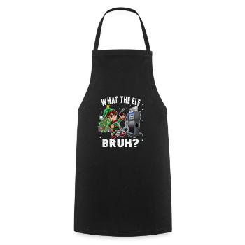 Elf Pumping Gas for Christmas 2022 Funny - Cooking Apron - black - Front - AI Model Male 185 dark (185cm)