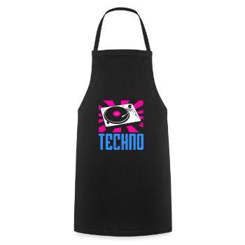 TECHNO Retro Vintage Awesome DJ Designs T-Shirt - Cooking Apron - black - Front - AI Model Male 185 dark (185cm)
