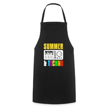 Retro Vintage Summer & TECHNO Cool Techno DJ - Tablier de cuisine - noir - Devant - AI Model Male 185 dark (185cm)