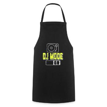Cool Retro DJ Mode ON Awesome Deejaying T-Shirt - Cooking Apron - black - Front - AI Model Male 185 dark (185cm)