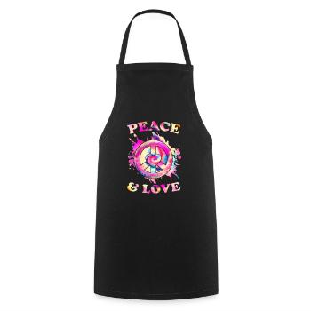 Frieden Liebe Hippie - Kochschürze - Schwarz - Vorne - AI Model Male 185 dark (185cm)
