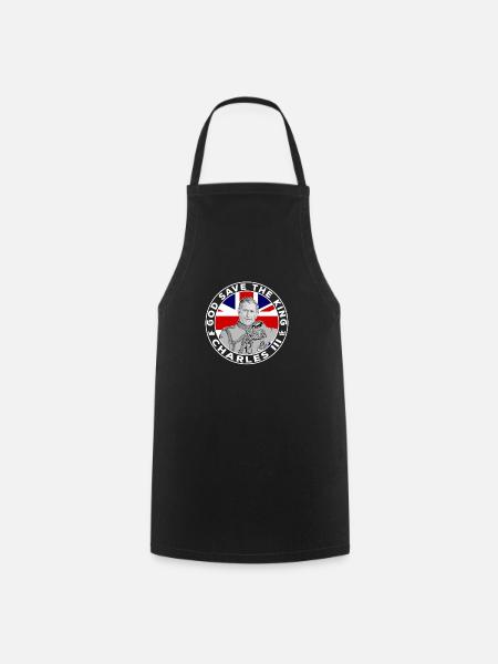 British Royal Family King Charles III God Save The - Cooking Apron - black