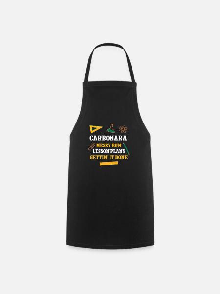 Carbonara Messy Bun Plans de leçon Drôle De Professeur - Tablier de cuisine - noir