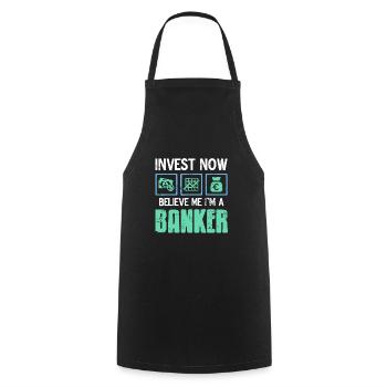 Investir maintenant Croyez-moi Je suis un banquier Cool Retro - Tablier de cuisine - noir - Devant - AI Model Male 185 dark (185cm)