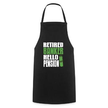 BANQUIER retraité Bonjour Pension Retro Drôle Banquier - Tablier de cuisine - noir - Devant - AI Model Male 185 dark (185cm)