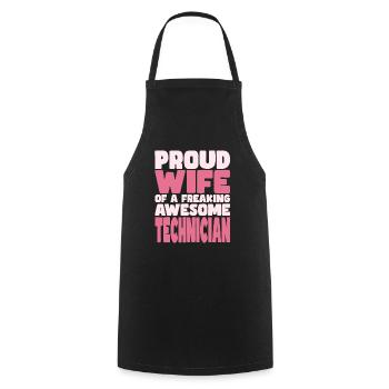 Fière épouse d’un sacré bon technicien - Tablier de cuisine - noir - Devant - AI Model Male 185 dark (185cm)