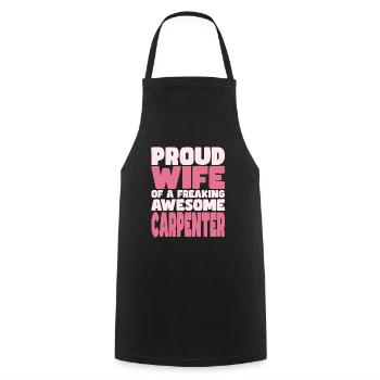 Proud Wife of A Damn Good Carpenter - Cooking Apron - black - Front - AI Model Male 185 dark (185cm)
